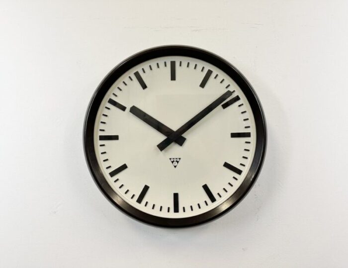 large industrial bakelite factory wall clock from pragotron 1960s 2