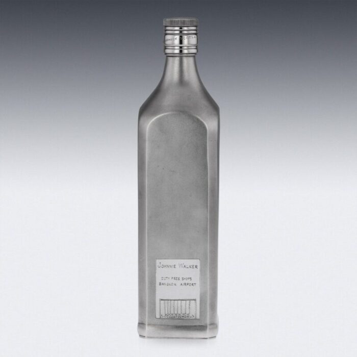 large novelty silver whisky bottle from johnnie walker 1960s 7