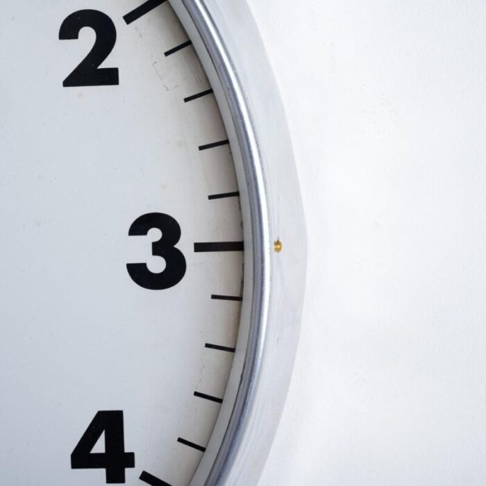 large polished aluminium factory clock by gent of leicester 16 2