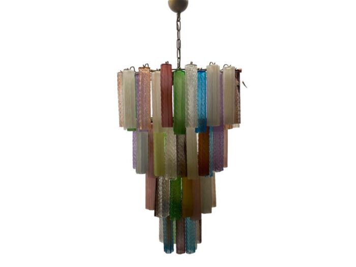 large pop art multicolored murano glass tube chandelier 1970s 6695