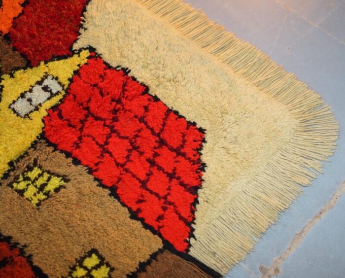 large shag pile rug with houses 13