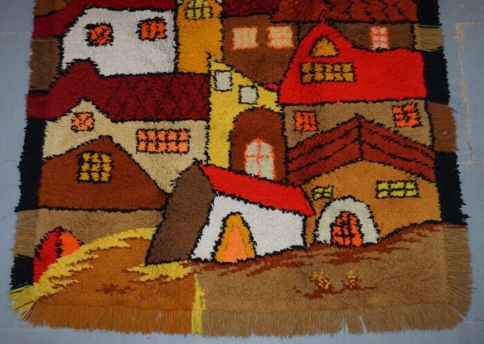 large shag pile rug with houses 4