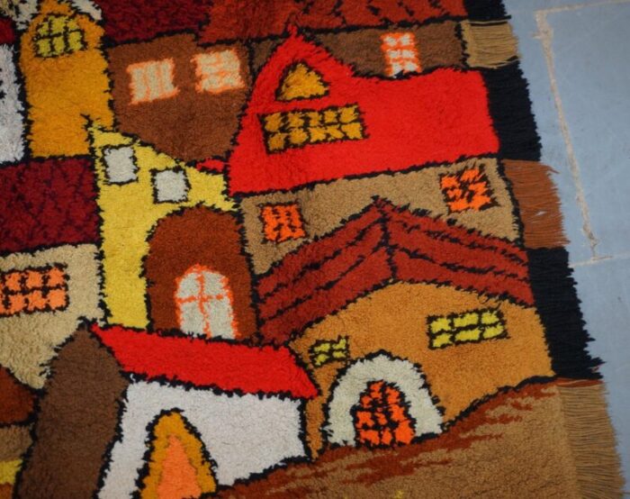 large shag pile rug with houses 5