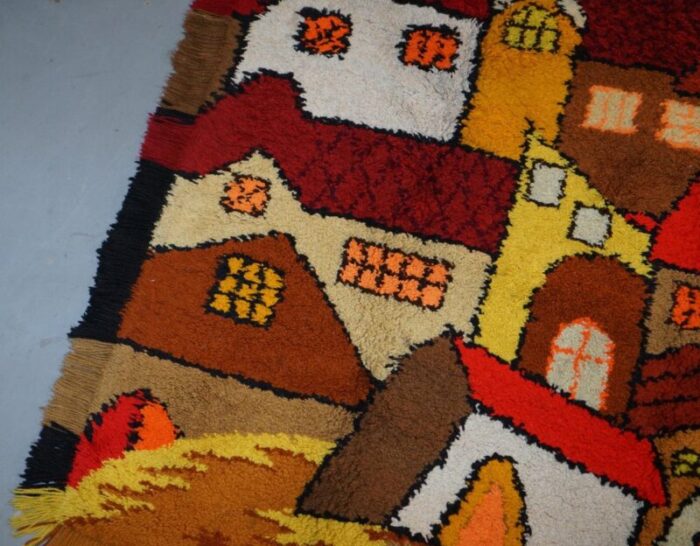 large shag pile rug with houses 6