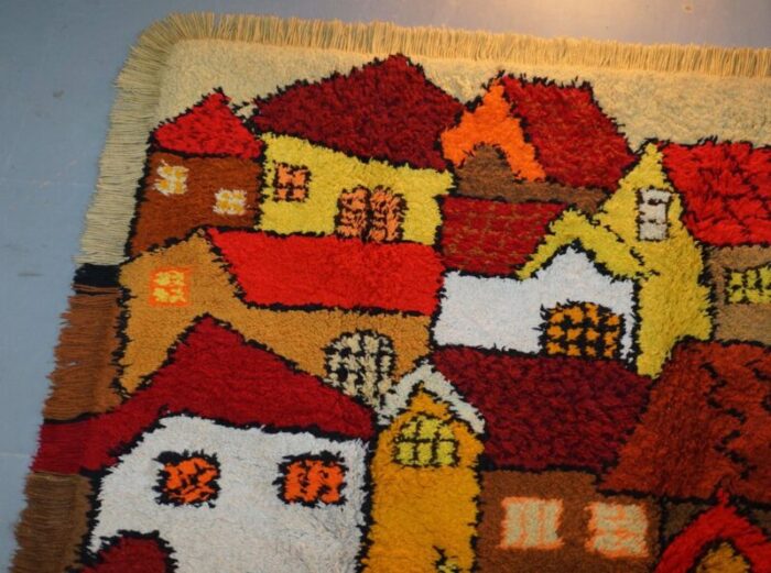 large shag pile rug with houses 7