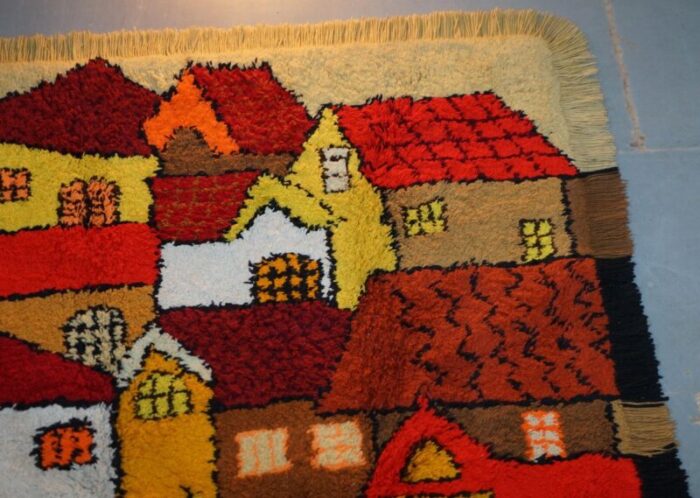 large shag pile rug with houses 8