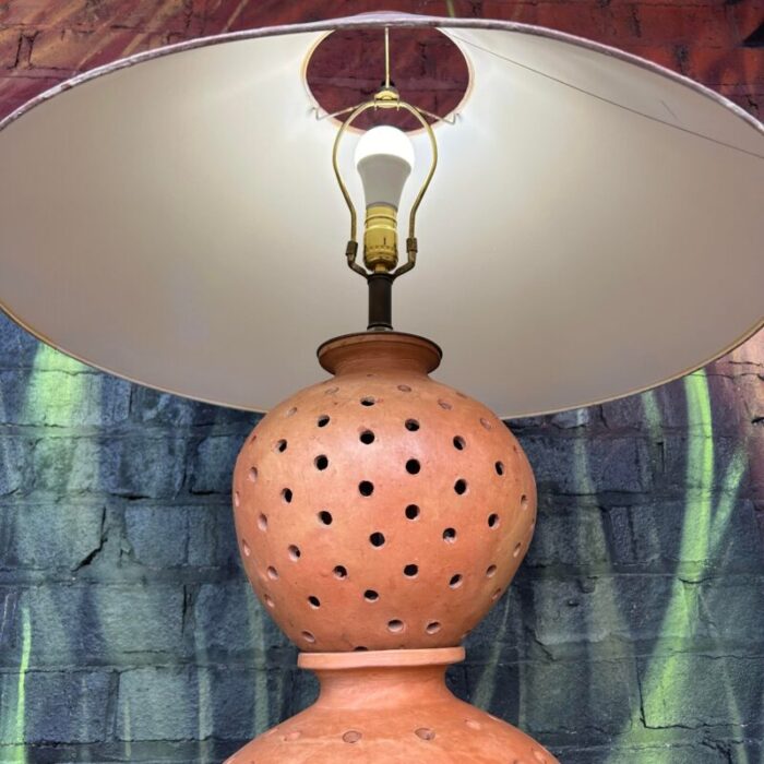 large terra cotta southwest pottery table lamp 1398