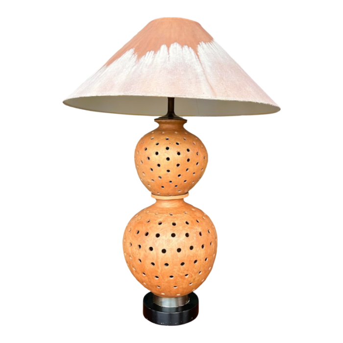 large terra cotta southwest pottery table lamp 1816