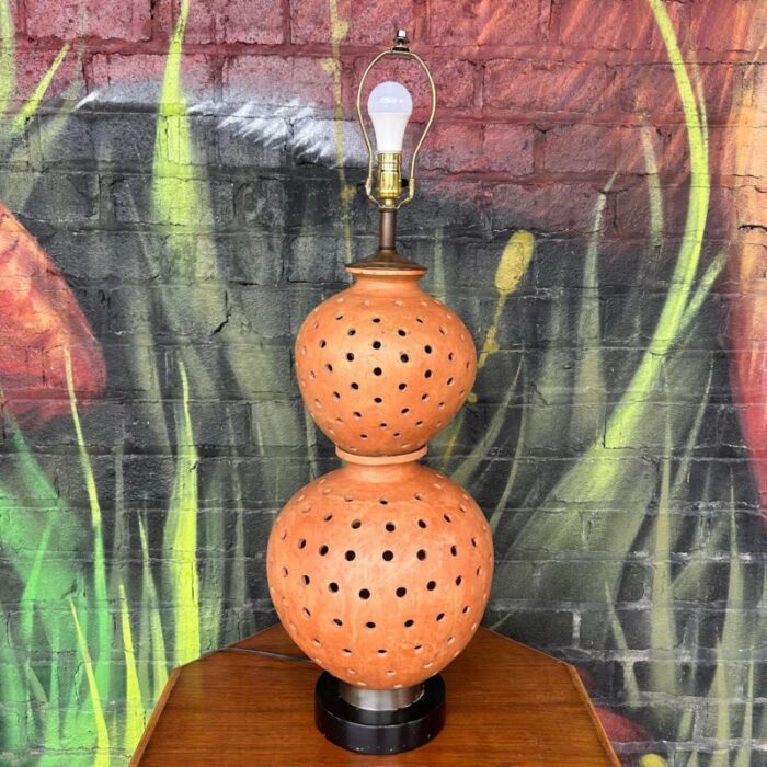 large terra cotta southwest pottery table lamp 2440