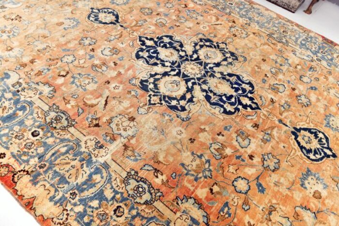 large vintage handmade rug in wool 5971