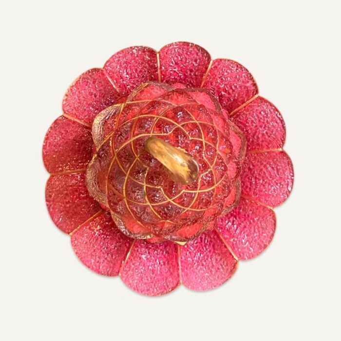 late 19th century ananas sugar bowl in textured ruby glass with gilt accents 7402