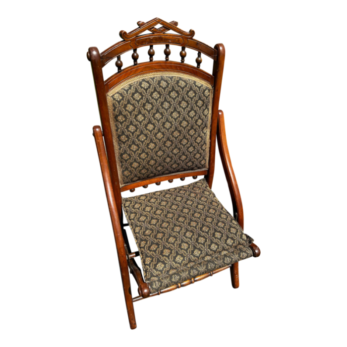 late 19th century eastlake victorian tapestry folding chair civil war era 5860