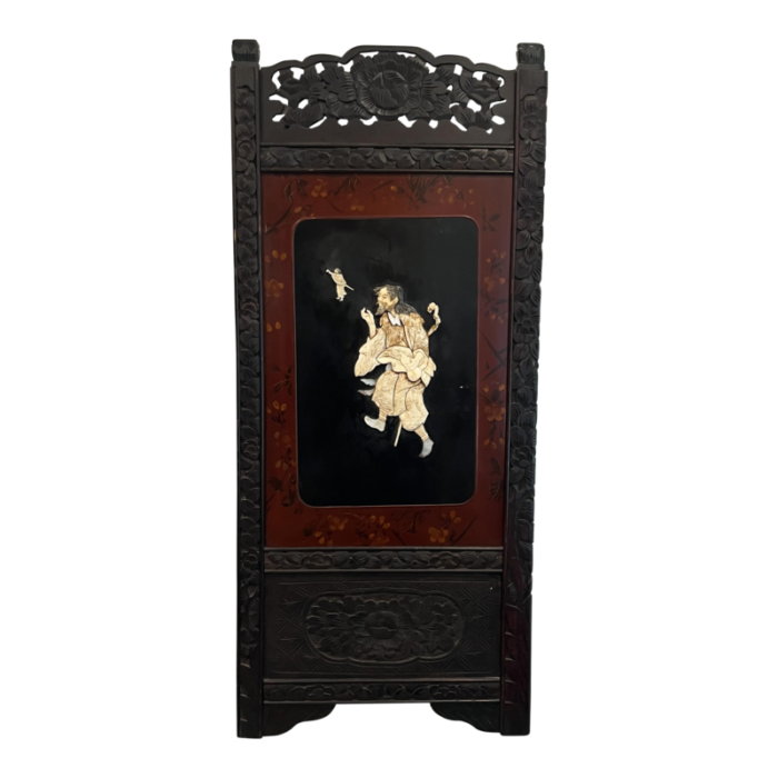 late 19th century japanese shibayama meiji period panel in relief in bone and mother of pearl 5269