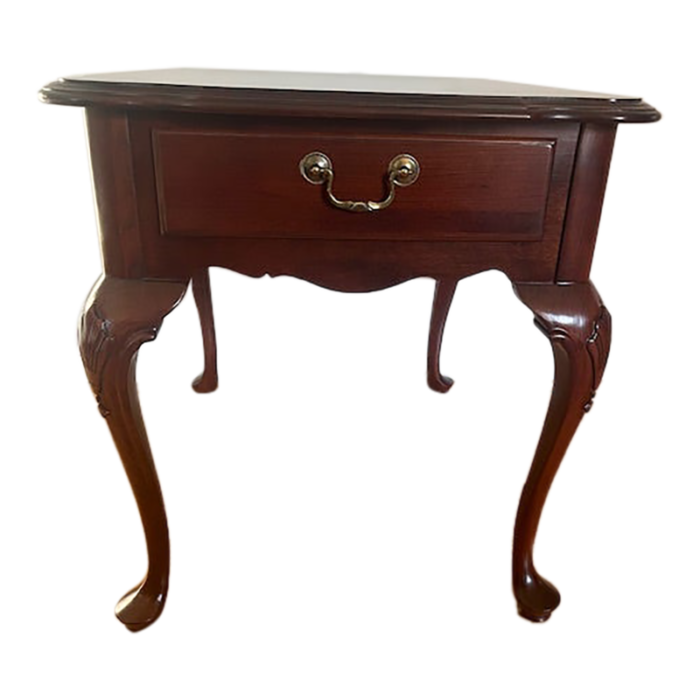 late 20th century ethan allen georgian court queen anne style end table 9524