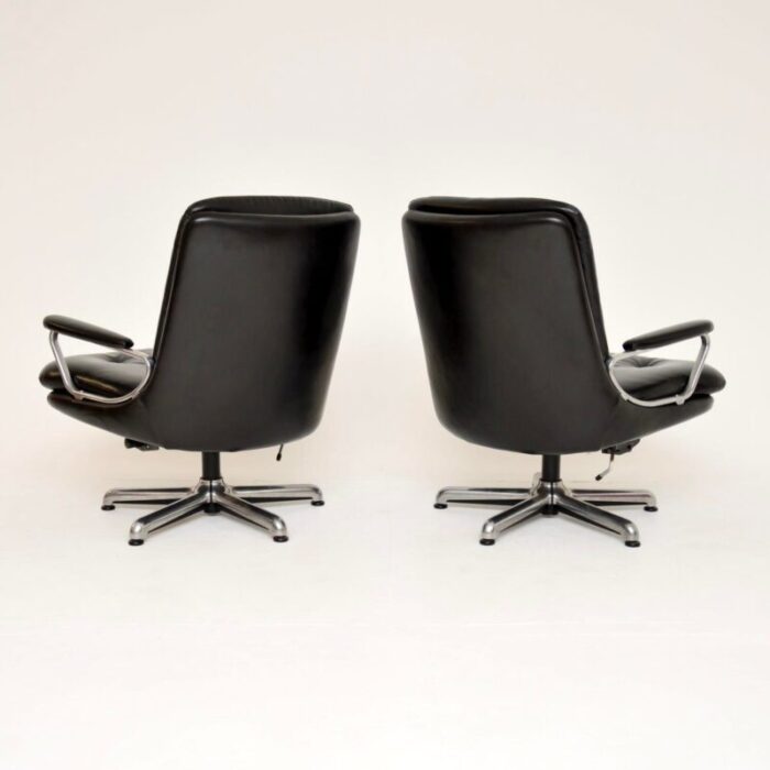 leather and chrome armchairs attributed to andre vandenbeuk for strassle 1960 set of 2 8090