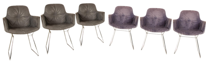 leather and velvet chairs from freifrau set of 6 3979