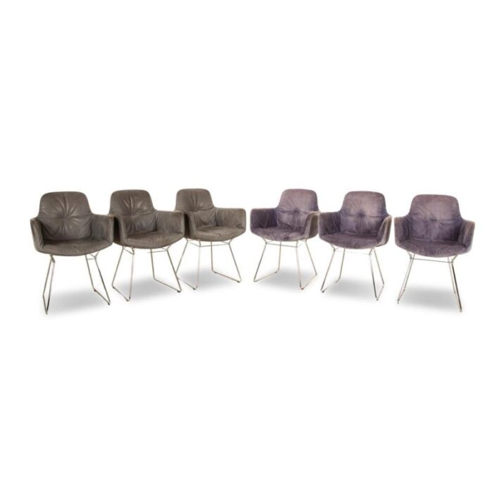 leather and velvet chairs from freifrau set of 6 8889