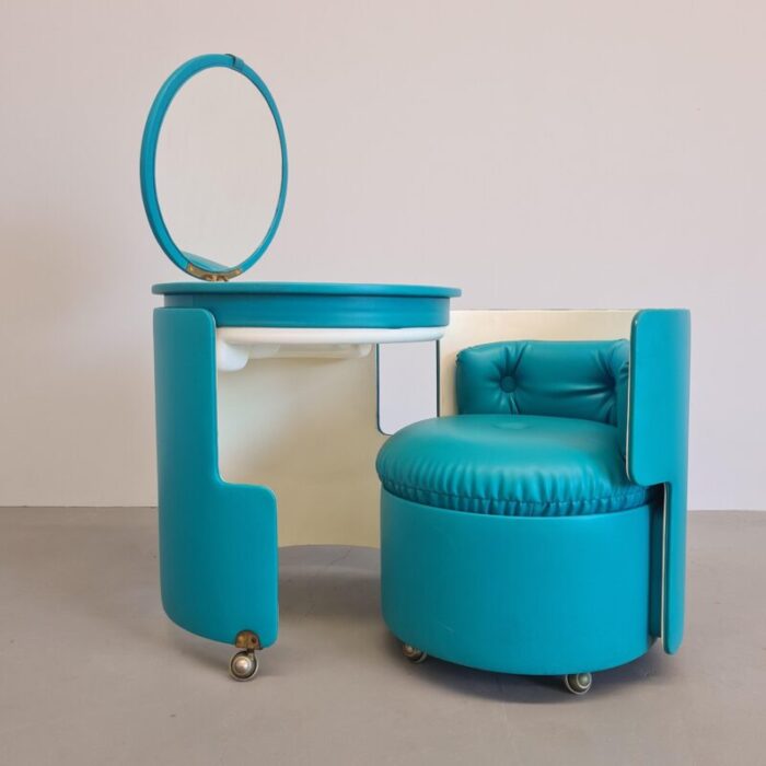 light blue dilly dally dressing and armchair by luigi massoni for frau 1970s set of 2 1799