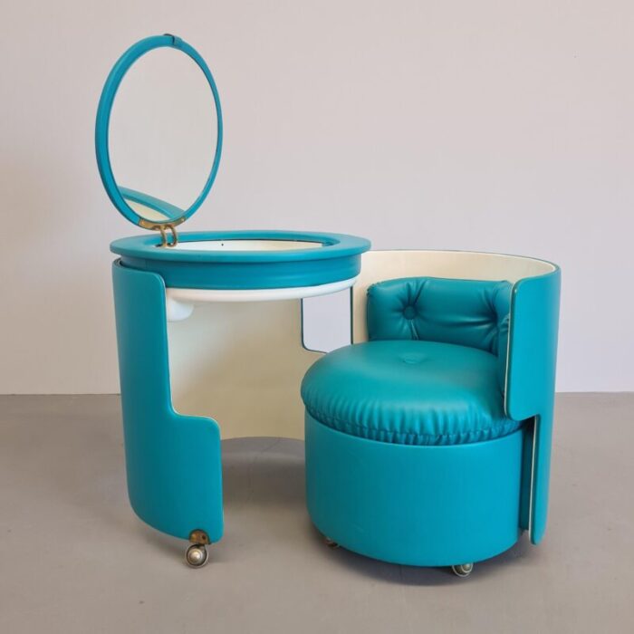 light blue dilly dally dressing and armchair by luigi massoni for frau 1970s set of 2 4825