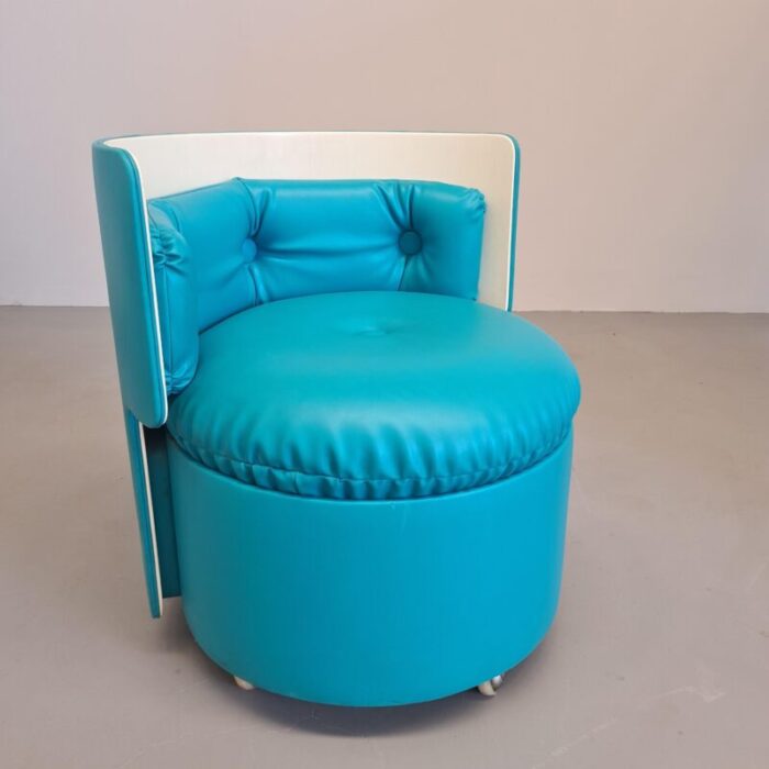 light blue dilly dally dressing and armchair by luigi massoni for frau 1970s set of 2 7864