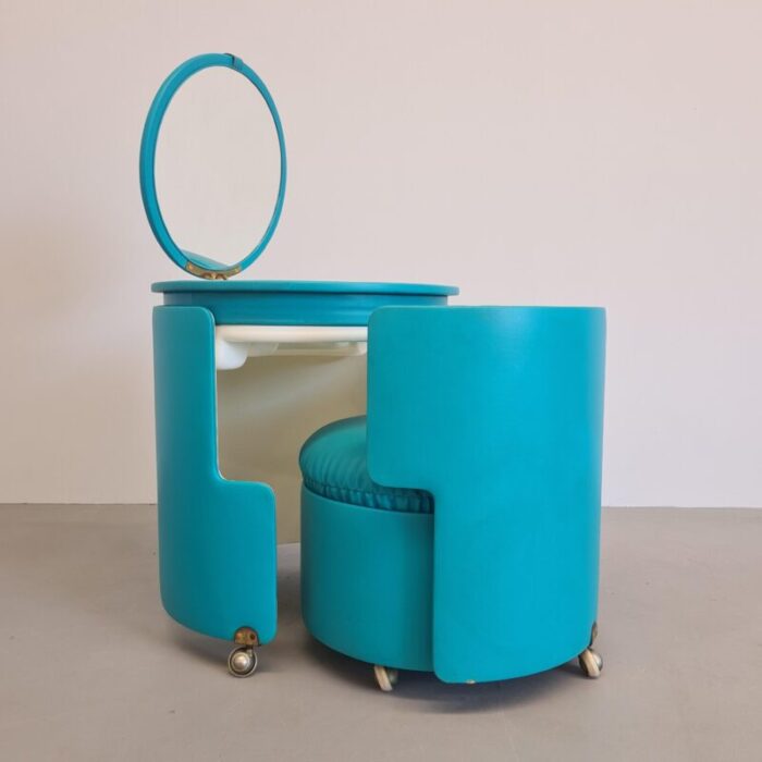 light blue dilly dally dressing and armchair by luigi massoni for frau 1970s set of 2 8394