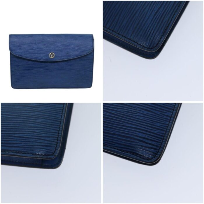 louis vuitton epi montaigne 23 clutch bag blue m52665 lv auth 76032 1066