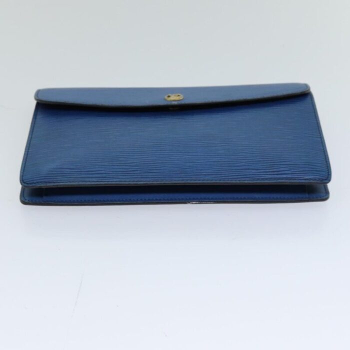 louis vuitton epi montaigne 23 clutch bag blue m52665 lv auth 76032 2000