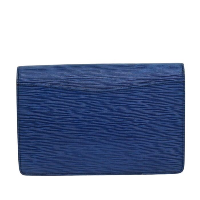 louis vuitton epi montaigne 23 clutch bag blue m52665 lv auth 76032 3686