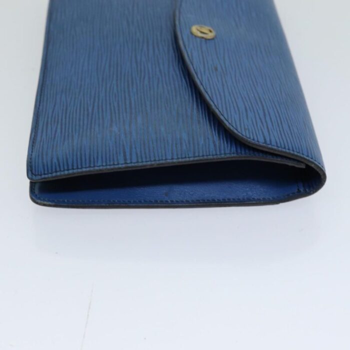 louis vuitton epi montaigne 23 clutch bag blue m52665 lv auth 76032 8593