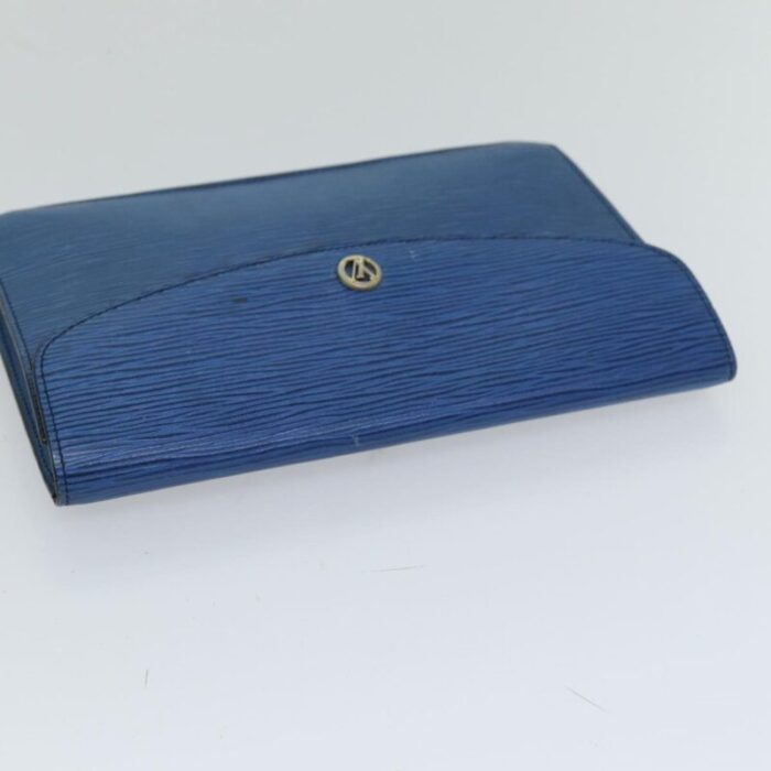 louis vuitton epi montaigne 23 clutch bag blue m52665 lv auth 76032 8761