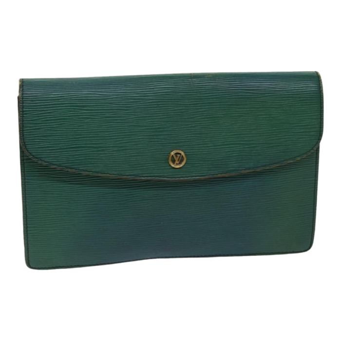 louis vuitton epi montaigne 27 clutch bag green m52654 lv auth 76033 0763