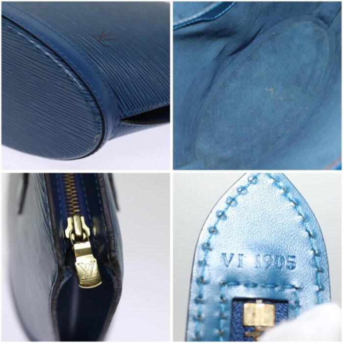 louis vuitton epi saint jacques poignees long hand bag blue m52265 auth 77186 3972