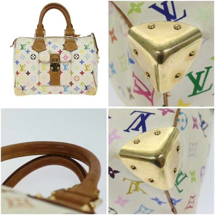 louis vuitton monogram multicolor speedy 30 hand bag white m92643 auth yk12808 2797