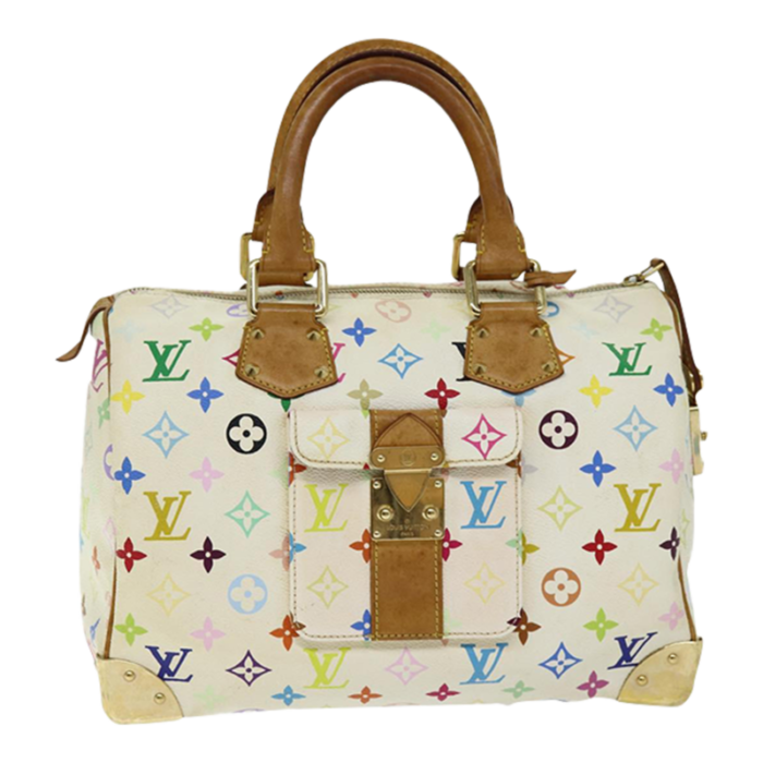 louis vuitton monogram multicolor speedy 30 hand bag white m92643 auth yk12808 6209