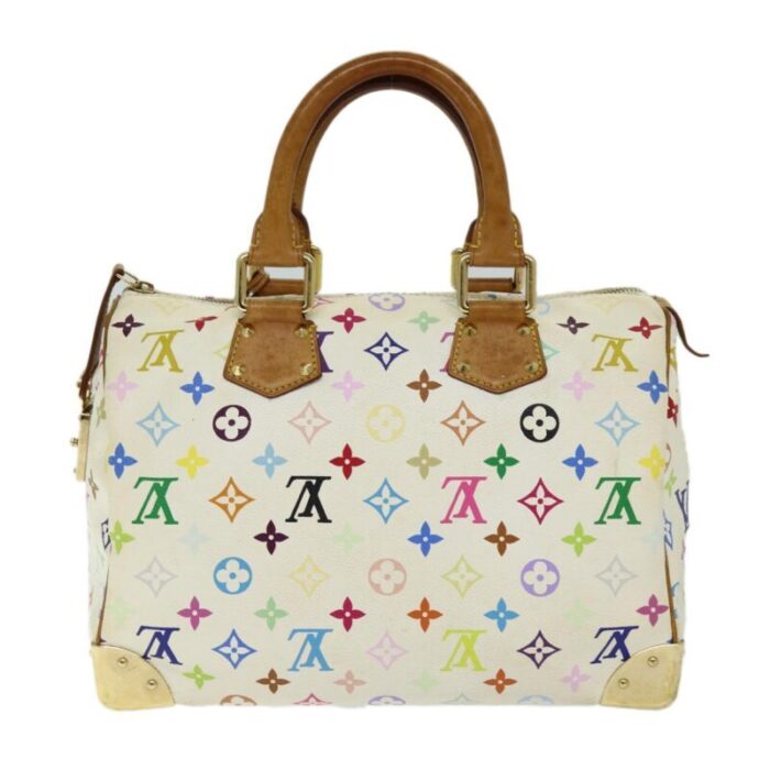 louis vuitton monogram multicolor speedy 30 hand bag white m92643 auth yk12808 6747