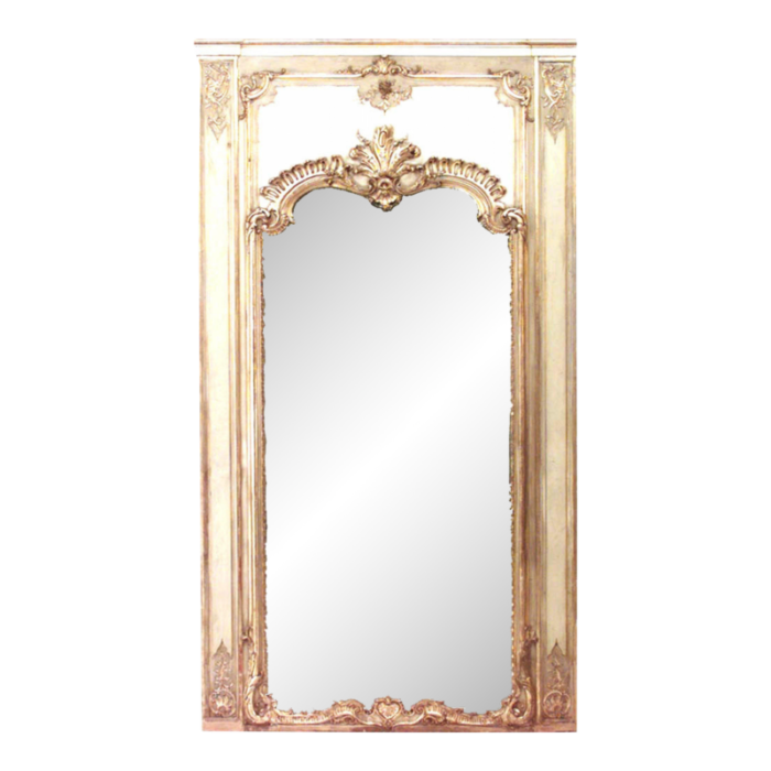 louis xvi style painted and gilt trumeau wall mirror 4132