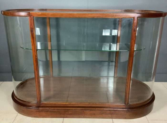 mahogany bow ended shop display cabinet 1910 4128