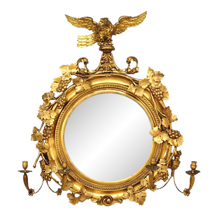 michael omalley irish victorian gilt girandole eagle crest wall mirror 6133