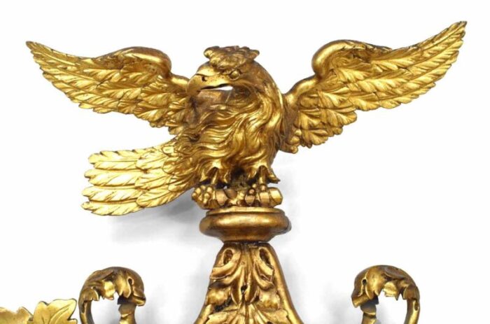 michael omalley irish victorian gilt girandole eagle crest wall mirror 9844