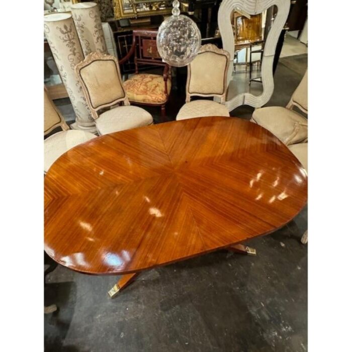 mid century art deco style mahogany and burl wood breakfast table 5260