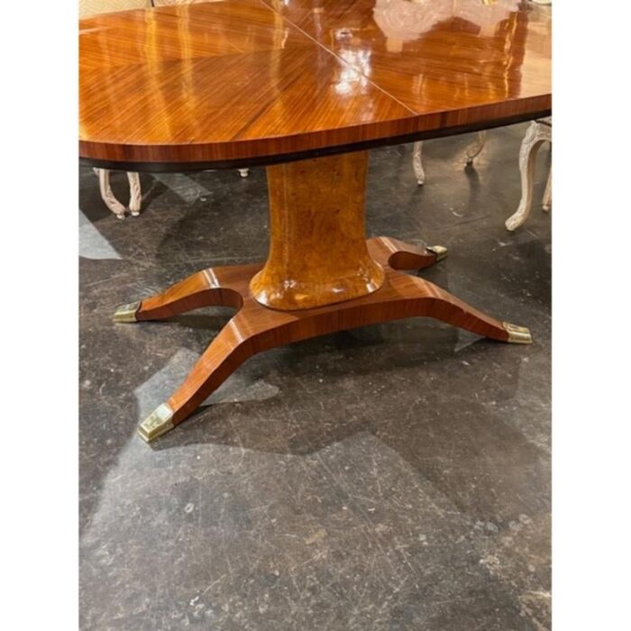 mid century art deco style mahogany and burl wood breakfast table 6313