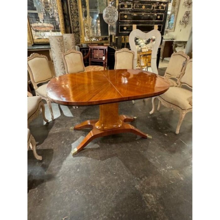 mid century art deco style mahogany and burl wood breakfast table 7592