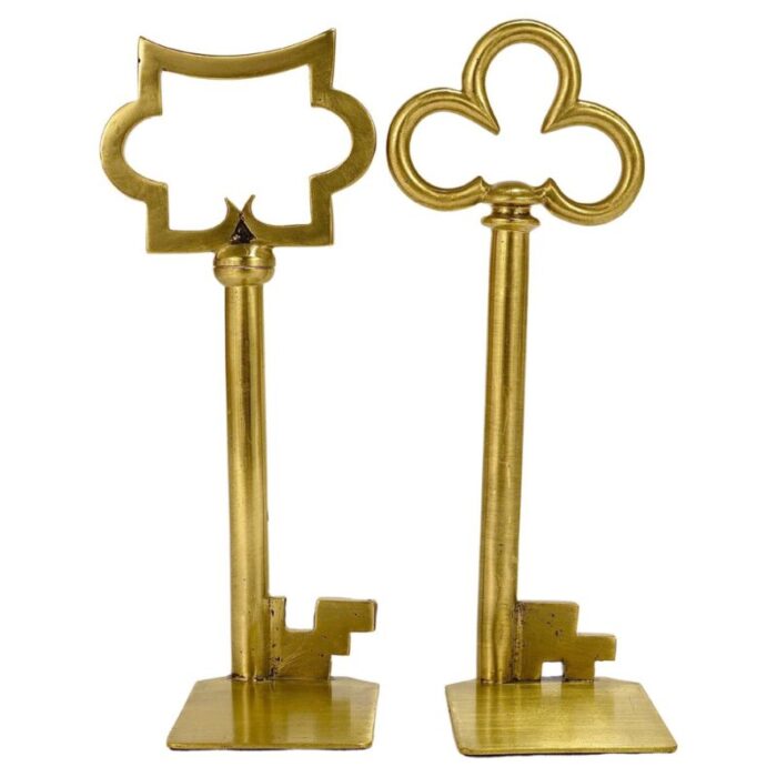 mid century austrian brass key bookends 1950s set of 2 1