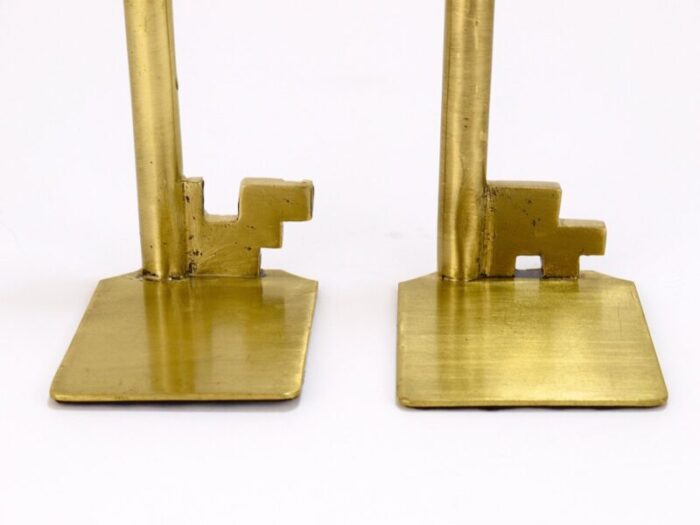 mid century austrian brass key bookends 1950s set of 2 11