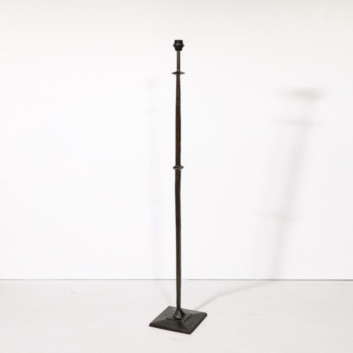 mid century bronze floor lamp w pointed detailing in the manner of giocametti 2195