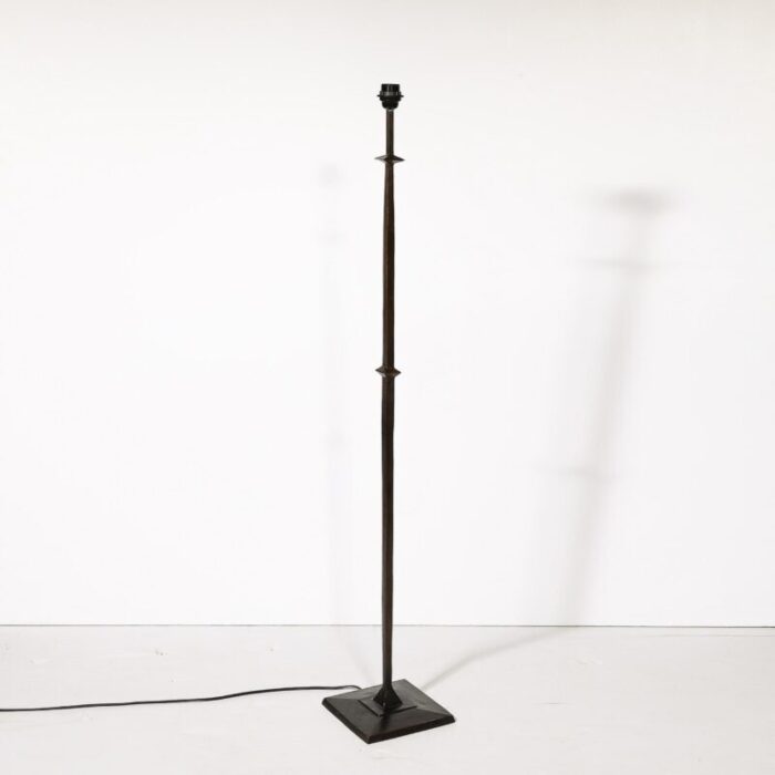 mid century bronze floor lamp w pointed detailing in the manner of giocametti 4598