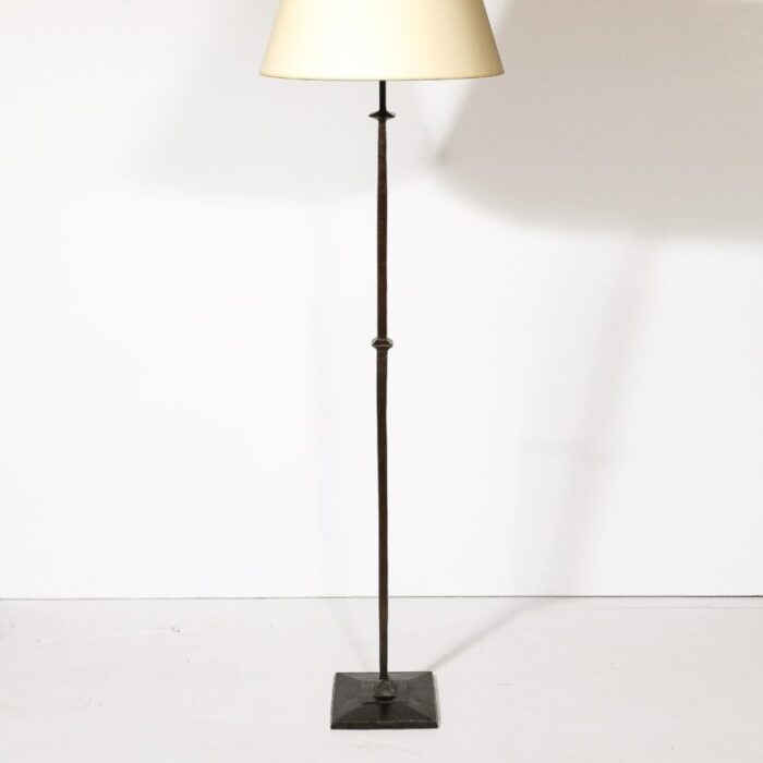 mid century bronze floor lamp w pointed detailing in the manner of giocametti 6172