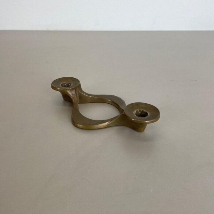 mid century brutalist bronze candleholder by michael harjes 1960s 2