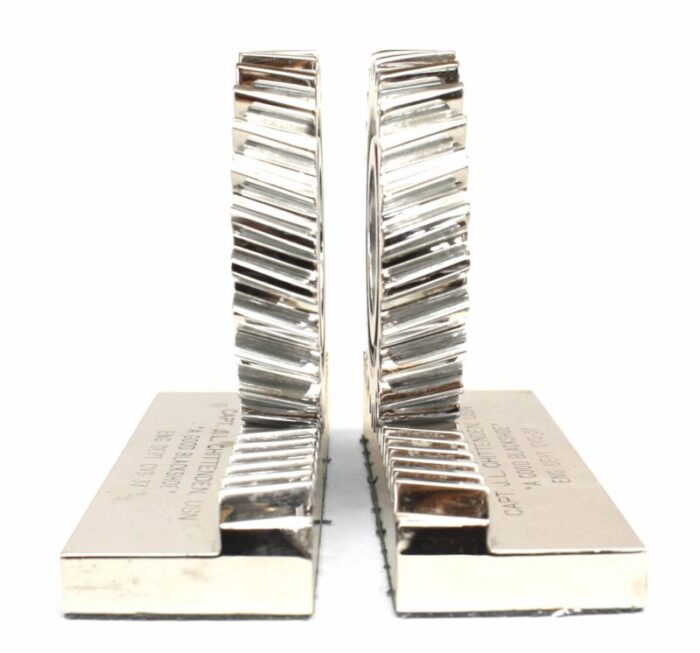 mid century chrome gear bookends a pair 2616