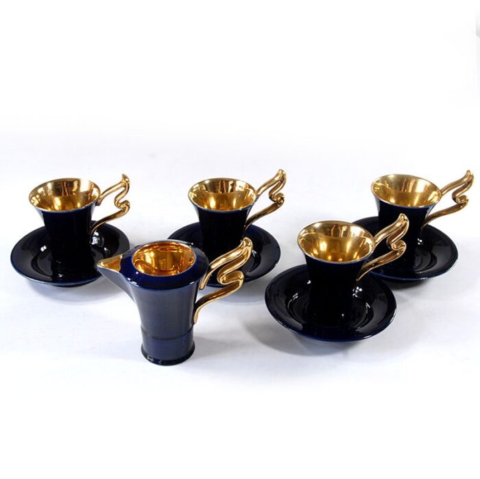 mid century french ceramic coffee set 1950s set of 5 2